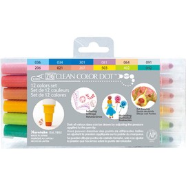 Kuretake TC-6100/12V ZIG Water-Based Pen, Clean Color Dots, 12 Colors