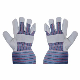 EXXO - Split Heavy Duty Leather Work Gloves - Ideal For Gardening, Farming, Construction and Maintenance- Grey