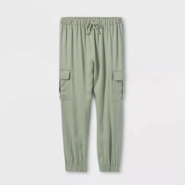 Art Class Jogger Pants Girls Green Elastics  Drawstring Utility Pockets XS 4/5
