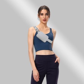 Bomvabe - Riñonera cruzada para mujer, 1L con correa ajustable de 32 a 51 pulgadas, bolsa de cintura pequeña con 2 bolsillos, gris, Viajes