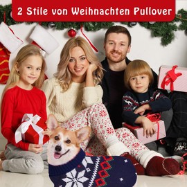 LATRAT 2 Pack Christmas Cat Dog Sweaters Snowflakes Reindeer Knitwear Winter Pet Clothes Warm Pet Sweaters for Kitten Small Dogs Elk and Fawn Deep Blue S