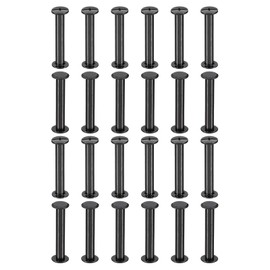 PATIKIL 24 Sets Chicago Screws, 32mm l Chicago Screws Phillips Binding Post Screw Bolts Leather Rivets Fasteners Connectors for Leather Belt Scrapbook Photo Albums, Black