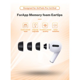 [SML-3 Pairs] KBEAR Memory Foam Replacement Ear Tips for AirPods Pro & AirPods Pro 2nd Generation Supports ANC/Transparency Mode, SML Sizes Ear Tips Fit in Charging Case with Brief Box