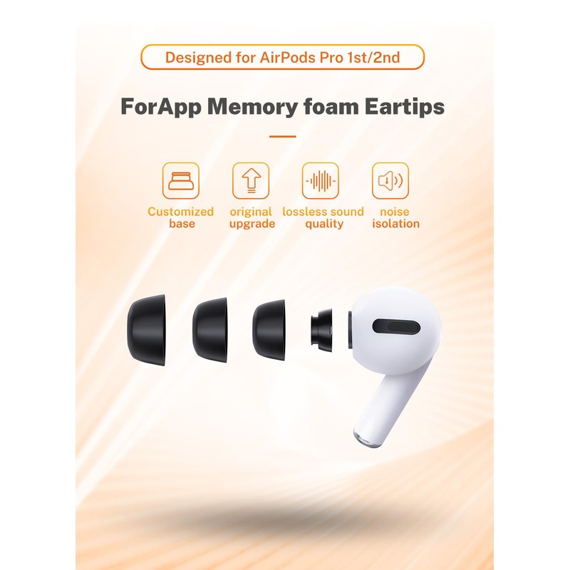 [SML-3 Pairs] KBEAR Memory Foam Replacement Ear Tips for AirPods
