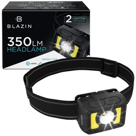 Blazin LED Rechargeable Headlamp - Outdoor LED Head Lamp with Spotlight and Flood Light Modes - Super Bright, Comfortable Headlight for Adults and Kids - Running, Hiking, Fishing, Camping, Backpacking