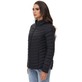 ROYAL MATRIX Women's Packable Puffer Jacket Lightweight Quilted Puffer Jacket Winter Warm Zip-up Jacket Puffy Jacket with Stand Collar (Black, M)