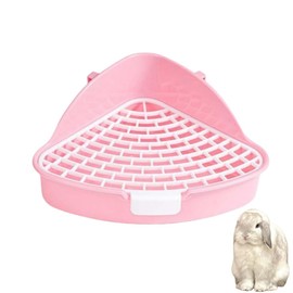GYWHOOFT Rabbit Bath, 24.8 x 20.5 x 10.5 cm with Grid Triangular Potty Corner Bedding Box Pet Pan Toilet Box for Small (Pink)