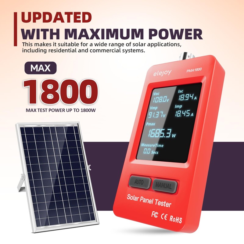 PMA1800W Solar Panel Tester, Solar MPPT Meter with Large Ultra