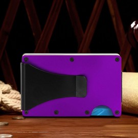 Metal Card Holder RFID Protection Minimalist Wallet Money Clip Money Clip Card Holder for Men Credit Card Holder Compact Card Holder Wallet for Men and Women, purple, Minimalist