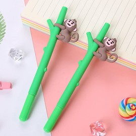 Operitacx Pack of 12 Monkey Gel Pens, Reward Pens, Cute Animal Pens, Pens with Fine Tip, Signature Pen, Plastic, Stationery, Cartoon, Girls