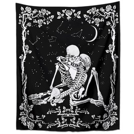 Qanye Tarot Skeleton Wall Hanging Tapestry, Tapestry Skull Tapestry, Tapestry with Skull Motif for Living Room Bedroom Dorm Decoration
