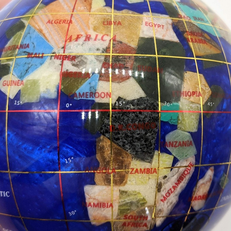 Unique Art 4.3" (110 mm) Diameter Gemstone Globe Paperweight Paper