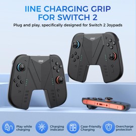 Charging Grip for Switch 2 Controllers, Switch 2 Ergonomic Charging Grip with LED Indicator, Play While Charging, Case-Friendly Design, Safe Overcharge Protection (With 1200mAh Battery)