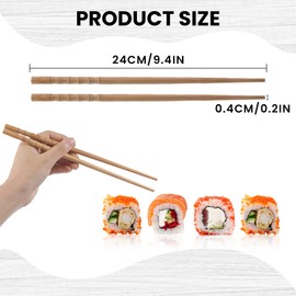 10 Pairs Bamboo Chopsticks Natural Carbonization Wooden Chopsticks Chinese Style Round Chopsticks Non-Slip Designed Food Serving Supply by NUOMI for Eating Cooking, Natural Color