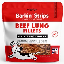 Vitafur Barkin Burger - Beef Lung Fillets, Grain-Free Dog Treats, 5.5 oz - Premium One-Ingredient, All-Natural, Low-Fat, Lean Protein Treats for Dogs and Breeds