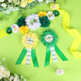 Cheerupp Tractor Baby Shower Maternity Sash Kit - Green Tractor Baby Shower Belly Belt and Mom to Be & Dad to Be Corsage Pins, New Parents Pregnancy Photo Props Party Supplies