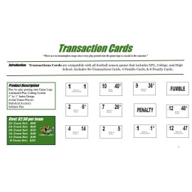 Gregory Games Transaction Cards - Index Pro Football