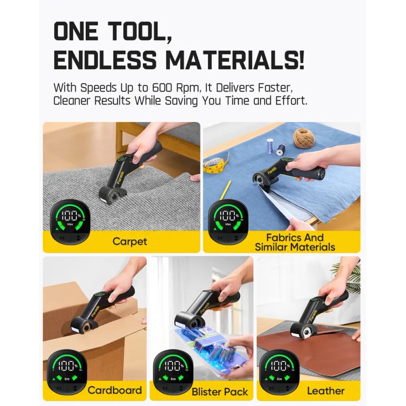 Electric Cardboard Cutter – Cordless Rotary Box Cutter with LED