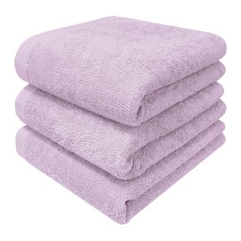 8 Year Towel, Face Towel, 13.4 x 33.5 inches (34 x 85 cm), 100% Cotton, Thin, Quick Drying, Highly Absorbent, Durable, Lightweight, Commercial Use, No Bulk, Lilac, Set of 3 [M Size 1/4]
