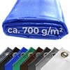 Lorry tarpaulin, 700 g, eyelets every 50 cm with hem