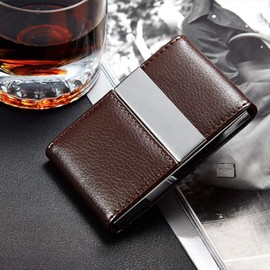 FastUU Estuche para Tarjetas de presentación, Tarjetero para Tarjetas de presentación Robusto y Duradero Portatarjetas de Visita de Acero Inoxidable para el Vendedor, para el(Brown)