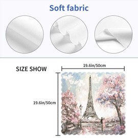 Yibeas Eiffel Tower Cloth Napkins Set of 4 Soft Oil Painting Paris Pink Tree Couple Love Tender Landscape Building Polyester Dinner Square Napkin for Family Restaurant Weddings Parties 18 x 18 inch