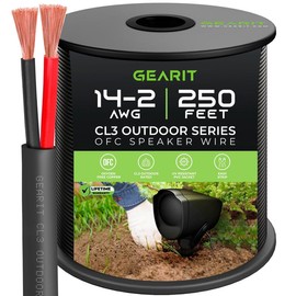 GEARit GEARit 14/2 AWG OFC CL3 Outdoor Speaker Wire, Extension Cord, Black - Length: 250 Feet