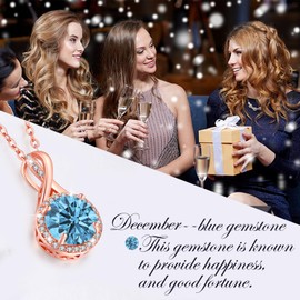 LAVUMO Necklaces for Women Sterling Silver Gold Necklace Pendant Jewellery Gifts for Her Girlfriend Mum Daughter Wife Friend Birthday Valentines Christmas Mothers Day Anniversary (Rosegold-12-Dec)