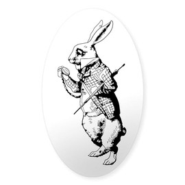 CafePress White Rabbit Oval Car Bumper Sticker