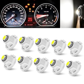 Civwesi Pack-10 Car T4.2 Instrument Light, 0.39" x 0.27" Compact Waterproof 50000H Energy Saving Long Life Bulb, 3030 Chip LED Super Bright Indicator Light Replacement, Universal for Cars (White)