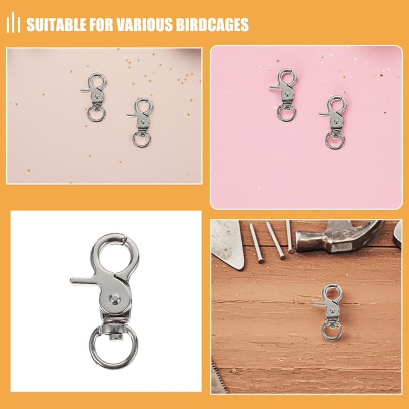 LIOOBO 5pcs Bird Cage Lock Badges Medium Bird Stainless Steel