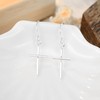 AeraVida Simple Skinny Cross .925 Silver Dangle Earrings | Cross