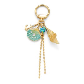 LILIE&WHITE Gold Ocean Charm Keyring – Beach-Themed Keychain with Seashell, Anchor & Pearl Pendants, Stylish Bag Charm for Women, Durable & Fade-Resistant, Gift for Birthday, Summer & Occasions