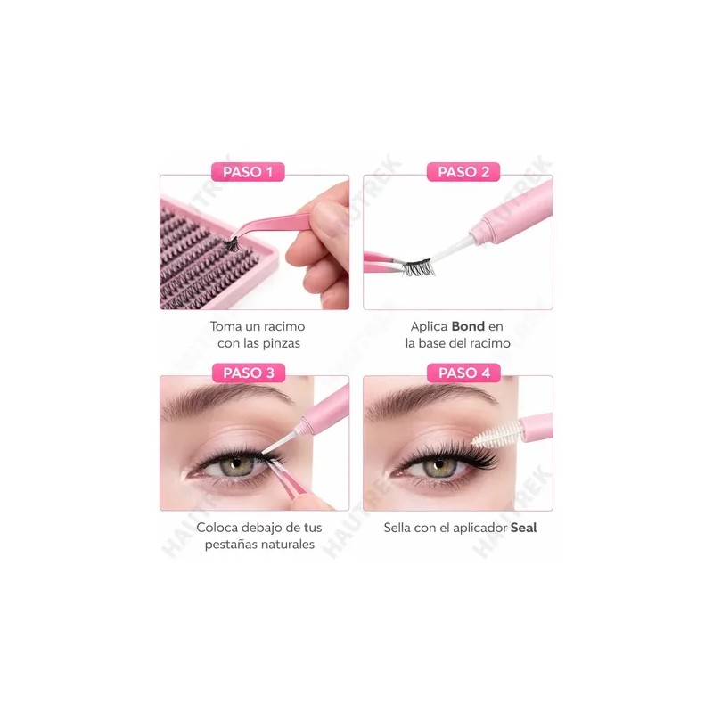 640 Kit Extension De Pestañas Maquillaje Completo Diy 9-16mm