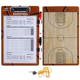 Basketball Clipboard Dry Erase for Coach– Double Sided Lineup Basketball Whiteboard for Coaches with Whistle and Dry Erase – Coaching Equipment Playbook Board Gear - Basketball Coaching Board
