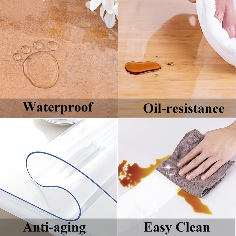 Clear Table Cover Protector Oval Clear Tablecloth Transparent Protective Covering