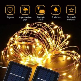 BAIWOLF 2pcs Cadena Luces LED Solares, 26M 250LED Guirnaldas de Luces LED Solares Exterior,Luces de Cuerda Solar con 8 Modos de lluminación,Luz para Jardin Impermeable IP65, Alambre de cobre(amarillo)