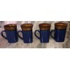 Royal Norfolk Blue/Brown Stoneware Coffee Mugs Dinnerware Cups-Set Of 4-SHIP24H