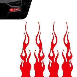 Ferianl 5.9'' Flame Reflective Sticker, Self-Adhesive Waterproof Vinyl Decal, Flame Fire Retro Sticker for Golf Cart Off-Road Vehicles Motorcycles Bike Skateboard Laptop DIY Decoration (Red)