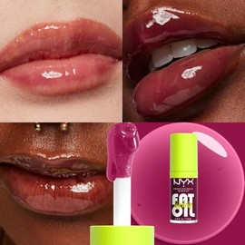 NYX Professional Makeup, Fat Oil Lip Drip Gloss Brillo labial efecto jugoso, hasta 12H de hidratación, con aceite de frambuesa, fórmula vegana, 4.8...