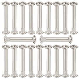 MroMax 10Set Furniture Joint Connector Bolt & Cap Nuts Kits, M4 x 14mm Screws with 35mm Sleeve, Furniture Screw Bolts Cabinet Panel Connector Binding Screws for Wood Door Cabinet Bookshelf Crib