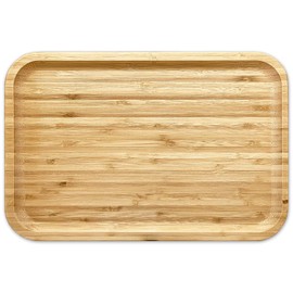 Bam&Boo Bamboo Serving Tray Natural Minimalist Rectangular (11.7” x 7.8" x 0.8") Coffee, Tea, Food, Drinks, Storage, Decor for Home, Kitchen, Bathroom
