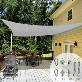 TANG Sun Shade Sail 10' x 13' Light Grey Sun Shade Canpoy with Hardware Kit Rectangle Shade Cloth U*V Block for Patio Garden School Park Outdoor Facility and Activities