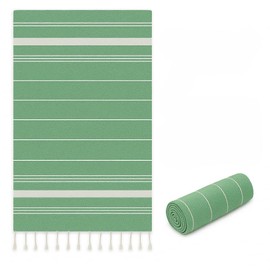 Turkish Peshtemal Beach Towel – 100% Cotton, Thin Weave & Quick Dry, 340g Hammam Towel for Bath, Spa, Travel, Pool, Yoga – 100x180 cm – Lightweight, Soft, Absorbent & Sand-Free