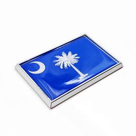 Perdecor South Carolina Flag Sticker Emblem Decal Car Chrome Flags, 2 Pack, 3 x 2 inches