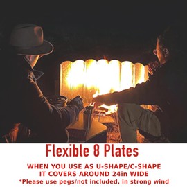 Japard Camping Stove Windscreen, Large Tall Folding Windshield Propane Burner Butane, 8 Plates 23" H 46" Wide, Upgraded with Installation Accessories, Portable for Hiking, Camping, Picnic