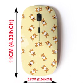 2.4G Wireless Mouse with Cute Pattern Design for All Laptops and Desktops with Nano Receiver - Corgi Dog