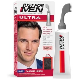 Just For Men Ultra, Tinte para Canas Castaño Negro U50 con Cepillo de Fácil Aplicación, 35g