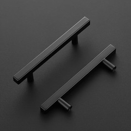 Ravinte 30 Pack Matte Black Cabinet Pulls 4 inch Black Cabinet Handles Kitchen Pulls for Cabinets with Mounting Template 6-2/5 inch Overall Length