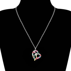 BONSNY Enamel Alloy Double Giraffe Necklace Heart Pendant Fashion Jewellery for Women Girl Charm Gift (Multi)
